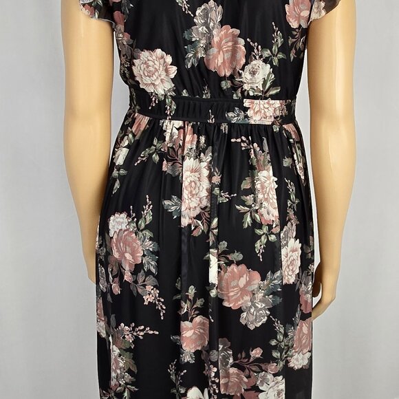 Maurices Floral Mesh Flutter Sleeve Midi Dress XL - Picture 6 of 6